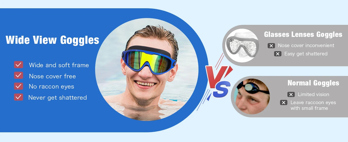 Large Frame Swimming Goggles Adult High-Definition Anti Fog Electroplated Swimming Goggles For Women Men Silicone Goggle