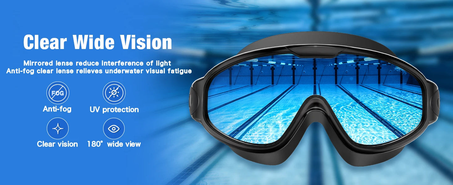 Large Frame Swimming Goggles Adult High-Definition Anti Fog Electroplated Swimming Goggles For Women Men Silicone Goggle