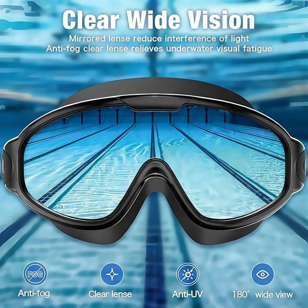 Large Frame Swimming Goggles Adult High-Definition Anti Fog Electroplated Swimming Goggles For Women Men Silicone Goggle