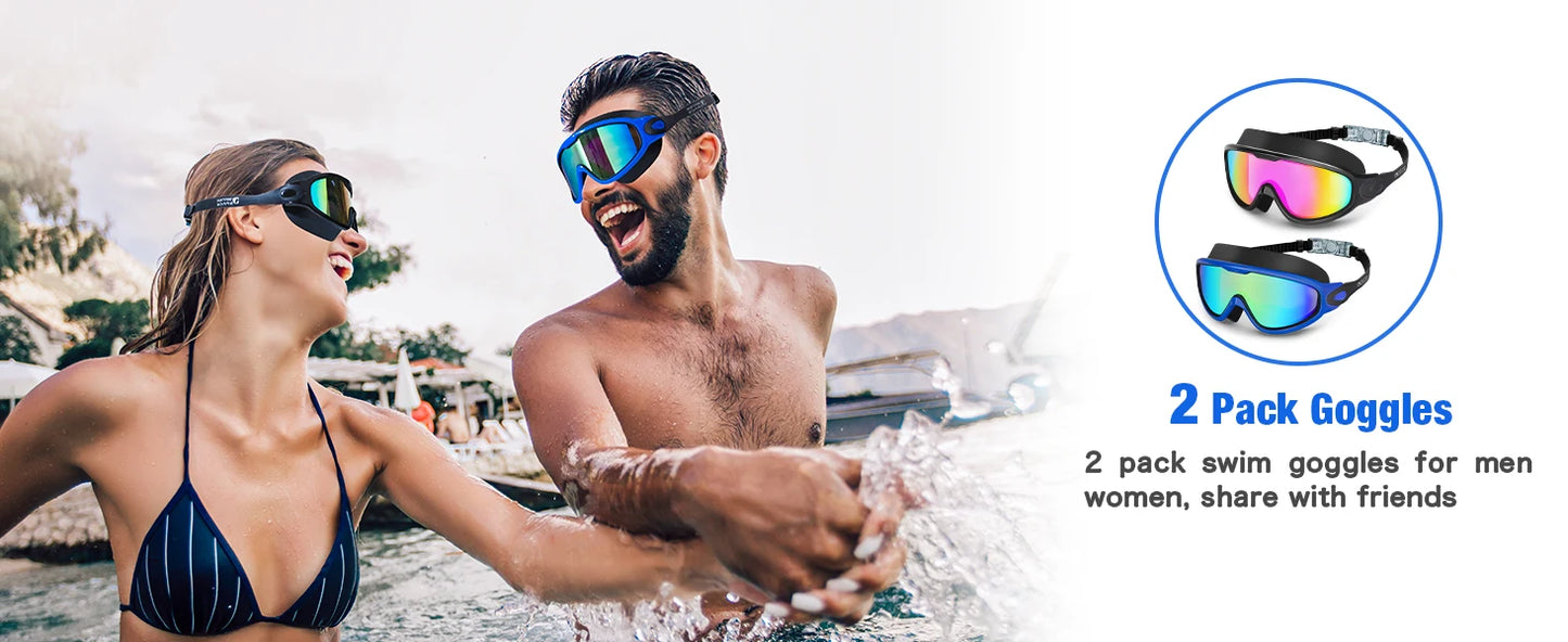 Large Frame Swimming Goggles Adult High-Definition Anti Fog Electroplated Swimming Goggles For Women Men Silicone Goggle