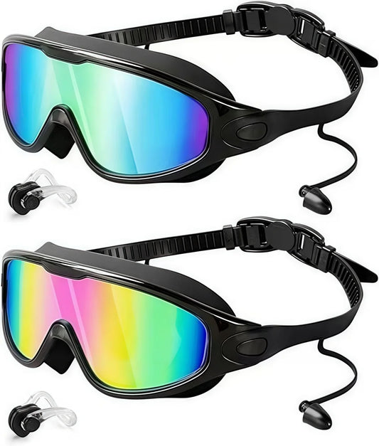 Large Frame Swimming Goggles Adult High-Definition Anti Fog Electroplated Swimming Goggles For Women Men  Silicone Goggle